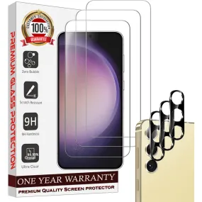 Entronix Case Screen Protector Bundle with Camera Cover for Samsung Galaxy S24 Plus Clear Built Anti Scratch, Bubble Free Easy Install, 3 PACK