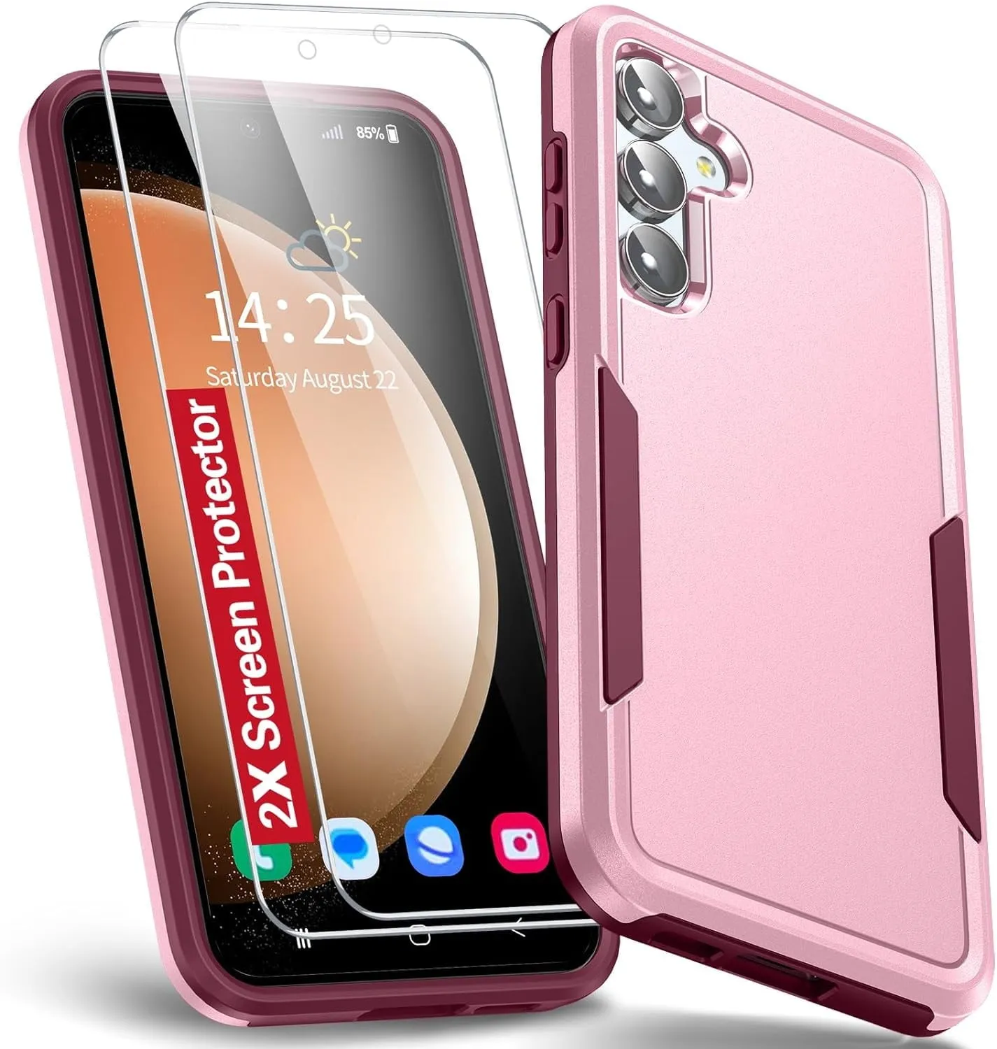 Entronix Heavy Duty Case Designed for Samsung Galaxy A24 Case with 2 Pack Tempered Glass Screen Protector, Shockproof Dropproof Anti-Scratch Case
