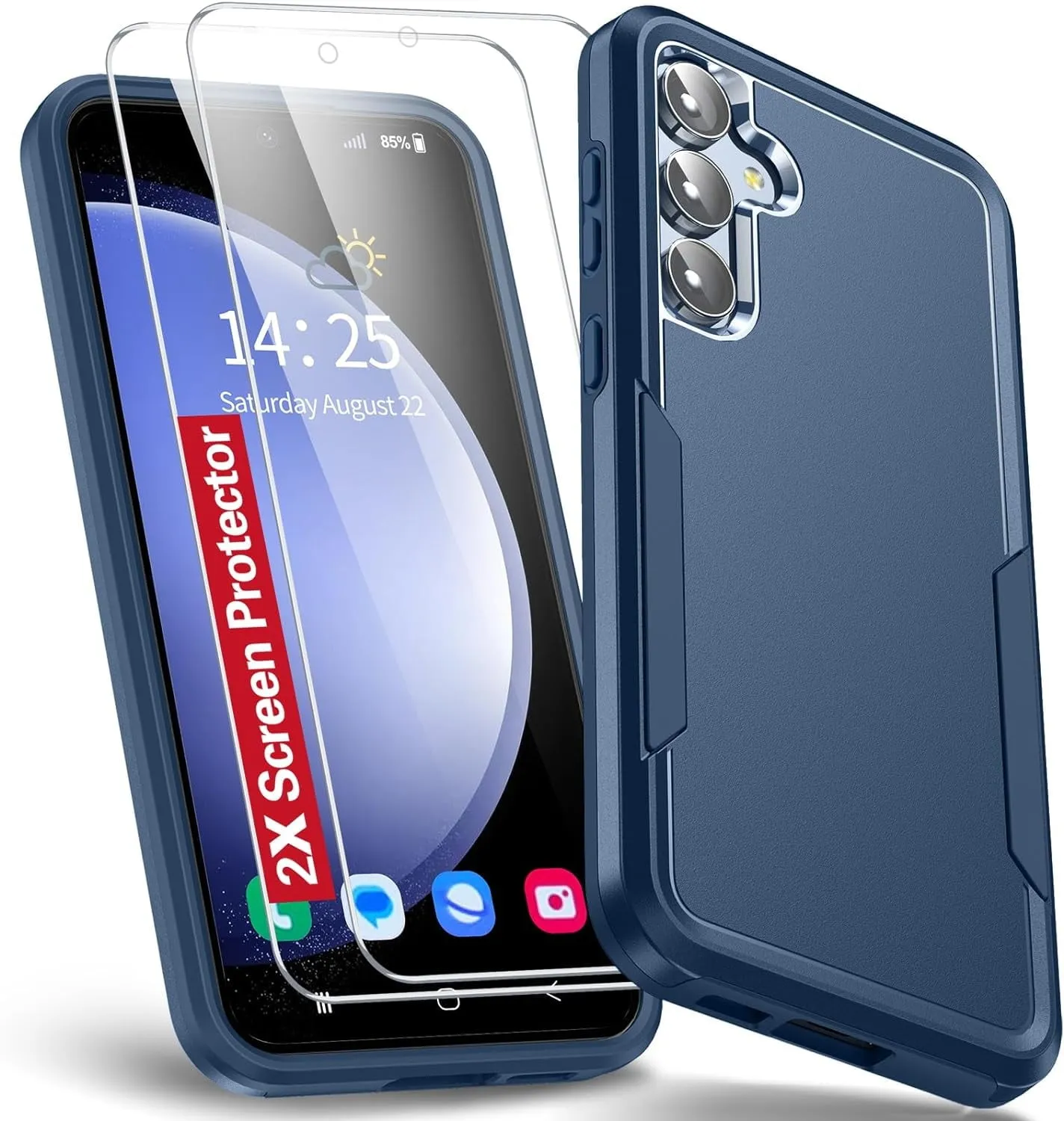 Entronix Heavy Duty Case Designed for Samsung Galaxy A24 Case with 2 Pack Tempered Glass Screen Protector, Shockproof Dropproof Anti-Scratch Case