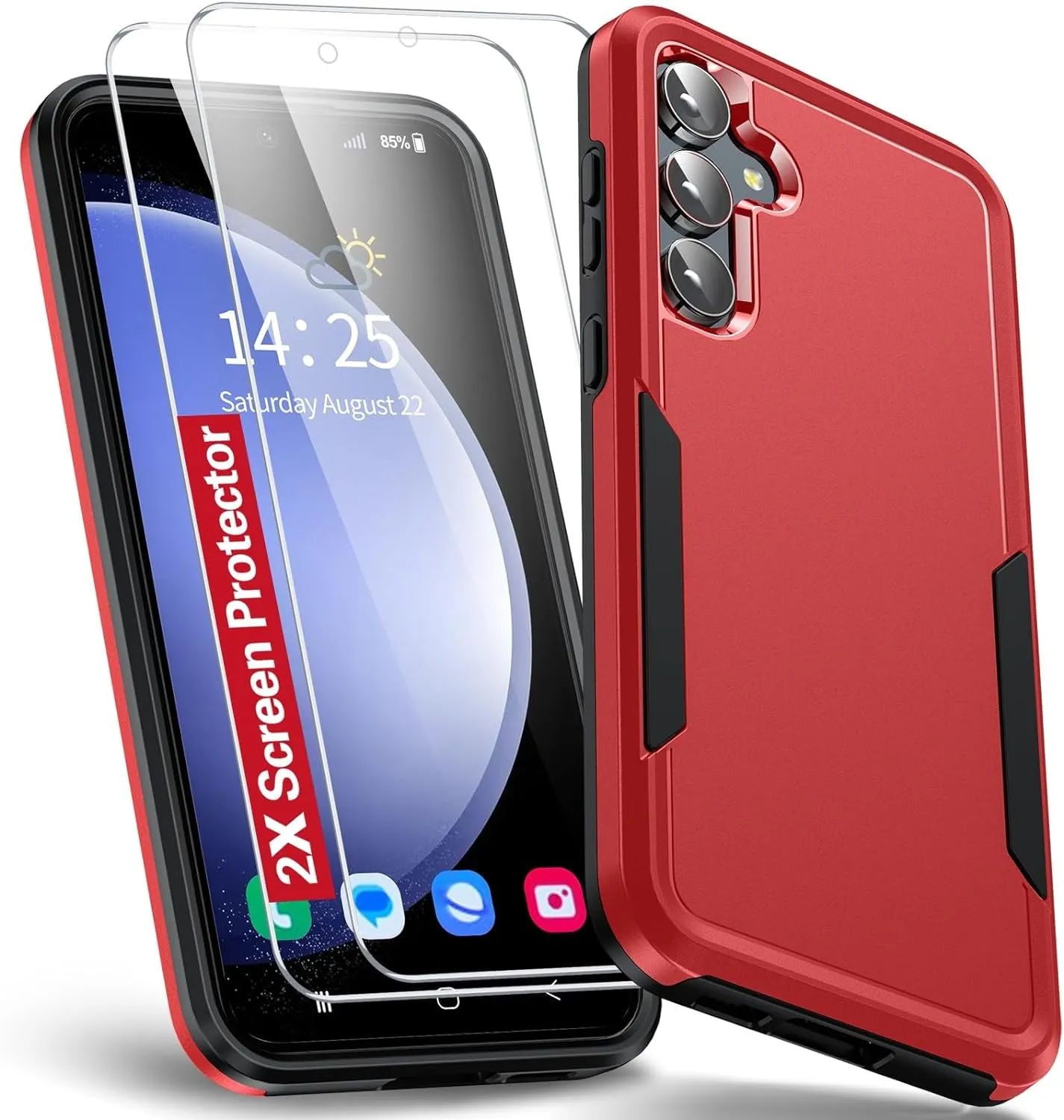 Entronix Heavy Duty Case Designed for Samsung Galaxy A24 Case with 2 Pack Tempered Glass Screen Protector, Shockproof Dropproof Anti-Scratch Case