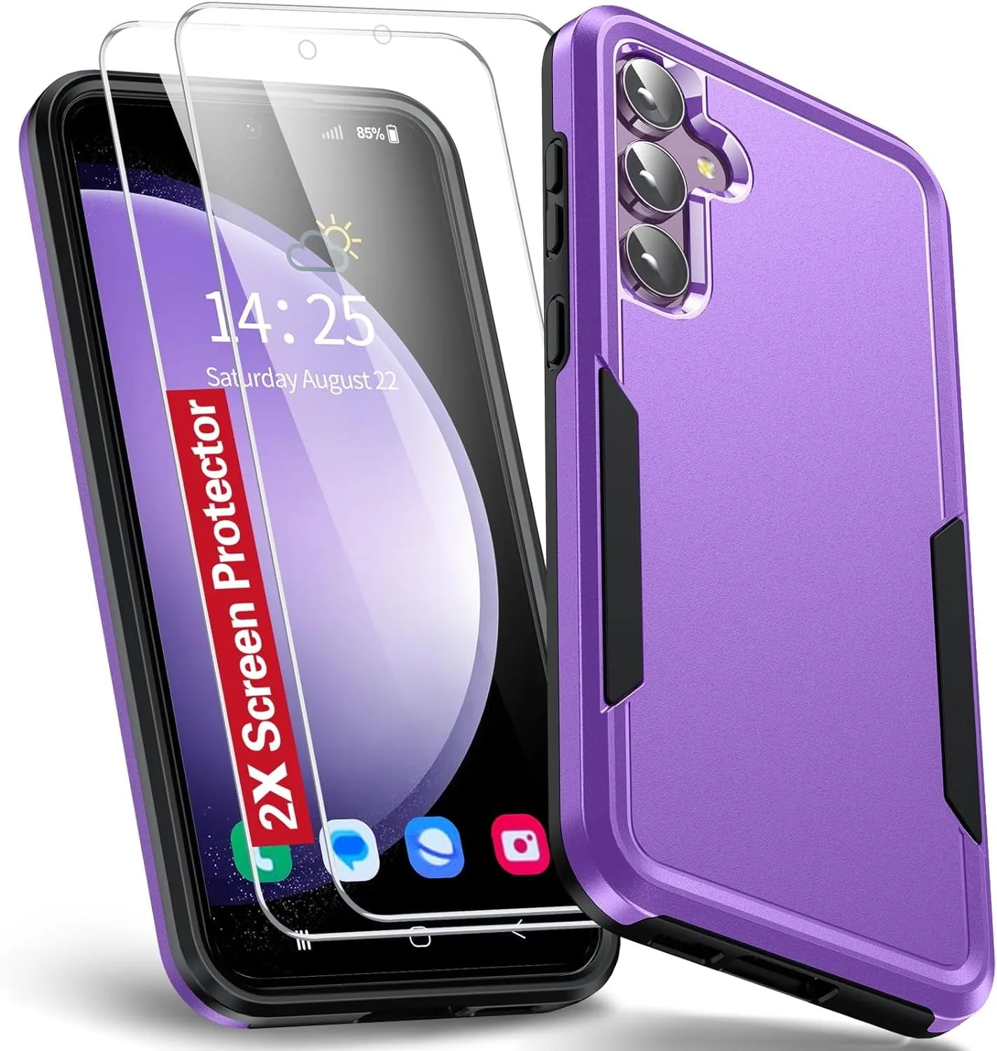 Entronix Heavy Duty Case Designed for Samsung Galaxy A24 Case with 2 Pack Tempered Glass Screen Protector, Shockproof Dropproof Anti-Scratch Case