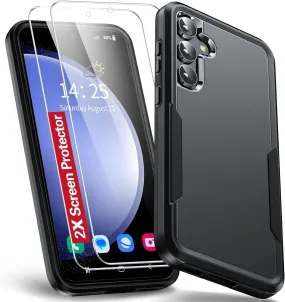 Entronix Heavy Duty Case Designed for Samsung Galaxy A24 Case with 2 Pack Tempered Glass Screen Protector, Shockproof Dropproof Anti-Scratch Case