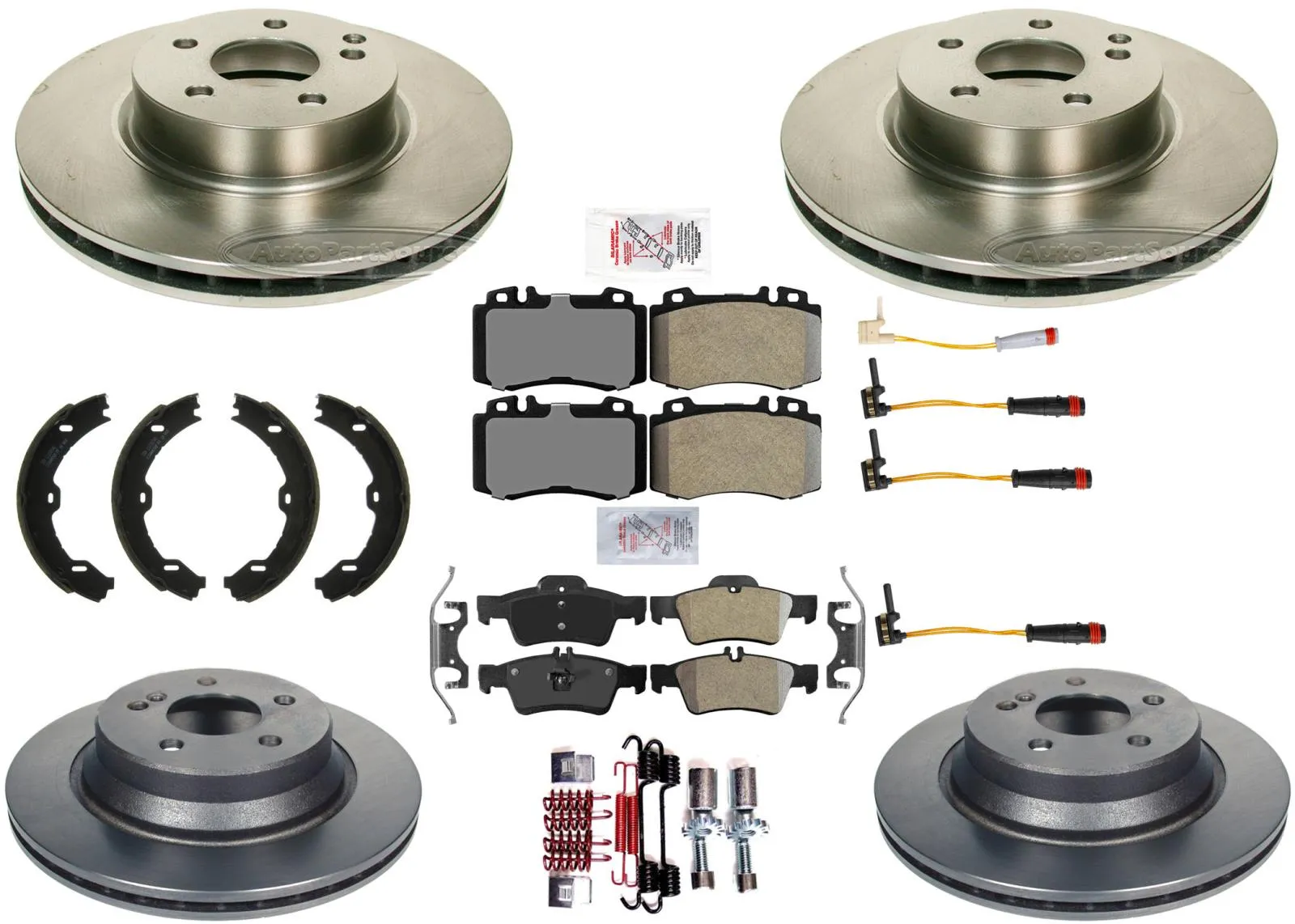 F&R Disc Brake Rotors & Pads for Mercedes Benz E500 2003-2006 Rear Wheel Drive