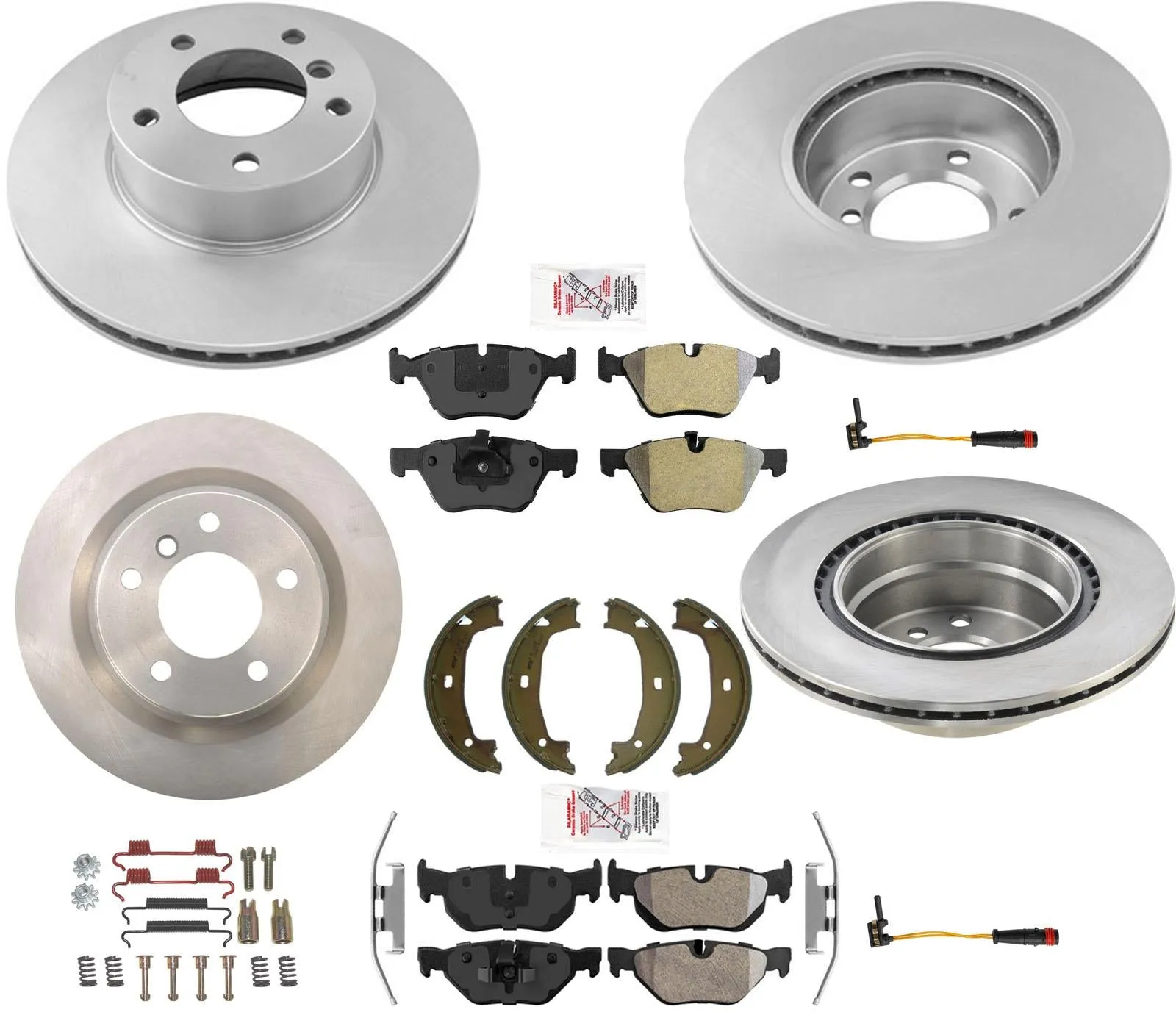 Front & Rear Brake Rotors & Ceramic Pads Sensors for 08-2013 BMW 128i