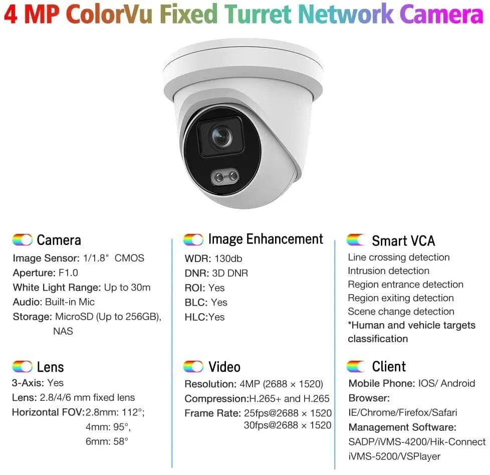 HIK 4MP COLORVU DOME 2.8MM DS-2CD2347G2-LU