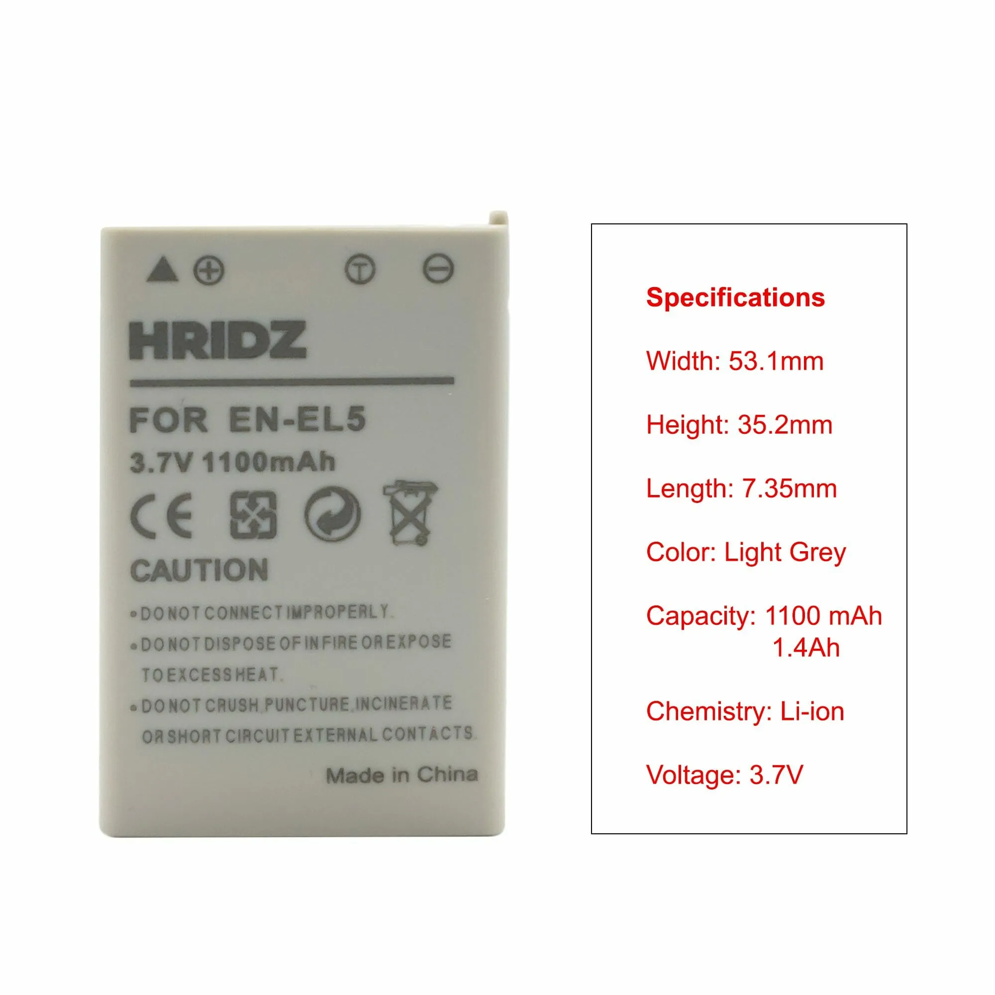 HRIDZ EN-EL5 Battery & Charger Set For Nikon Coolpix 3700 4200 5200 5900 7900 E3700 P5000