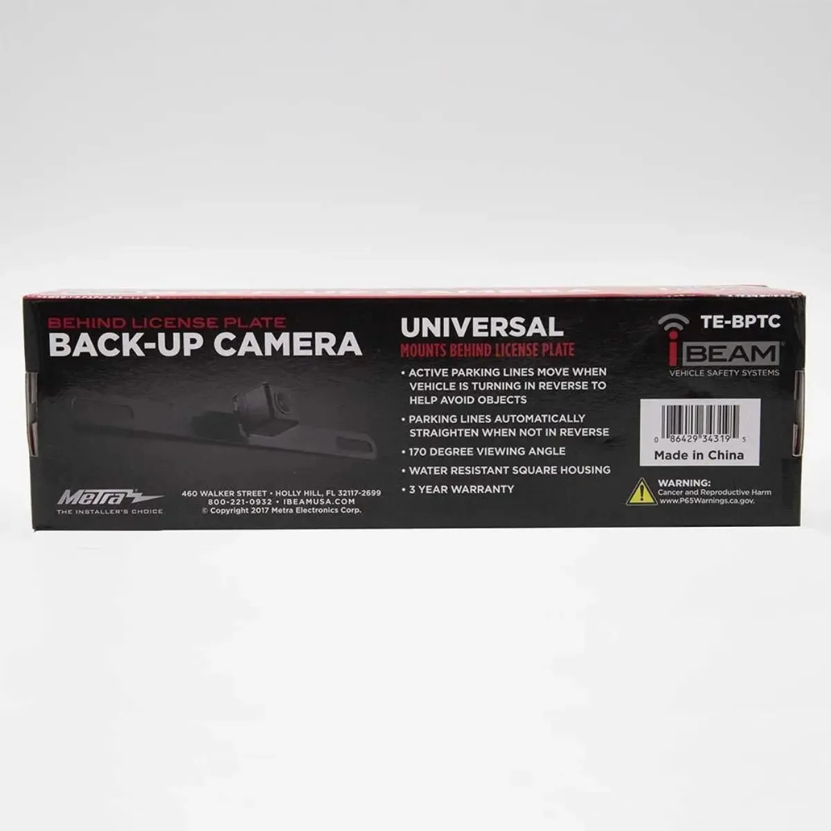 iBeam TE-BPTC Behind License Plate Camera w/ Active Parking Lines 170° Viewing Angle