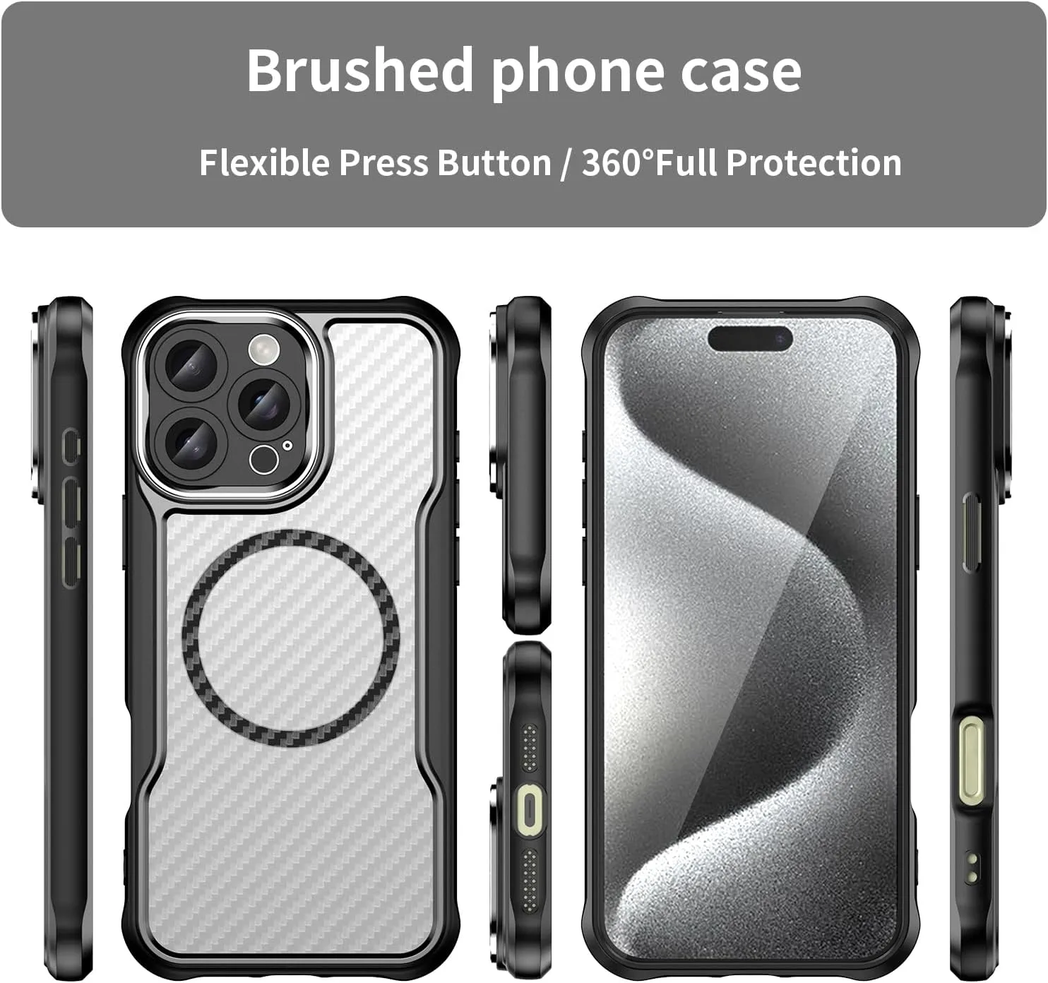 iPhone 16 Pro Max Case Magnetic Compatible MagSafe Wireless Charger Black