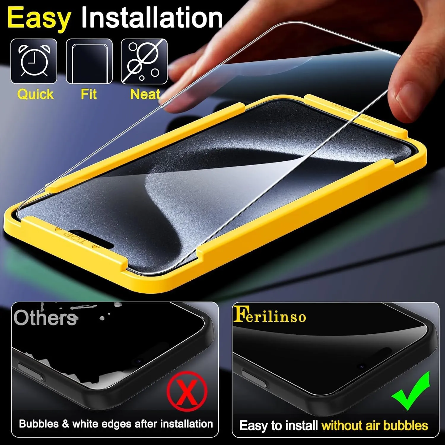 iPhone 16 Pro Max Screen Protector Tempered Glass - 4 Pack