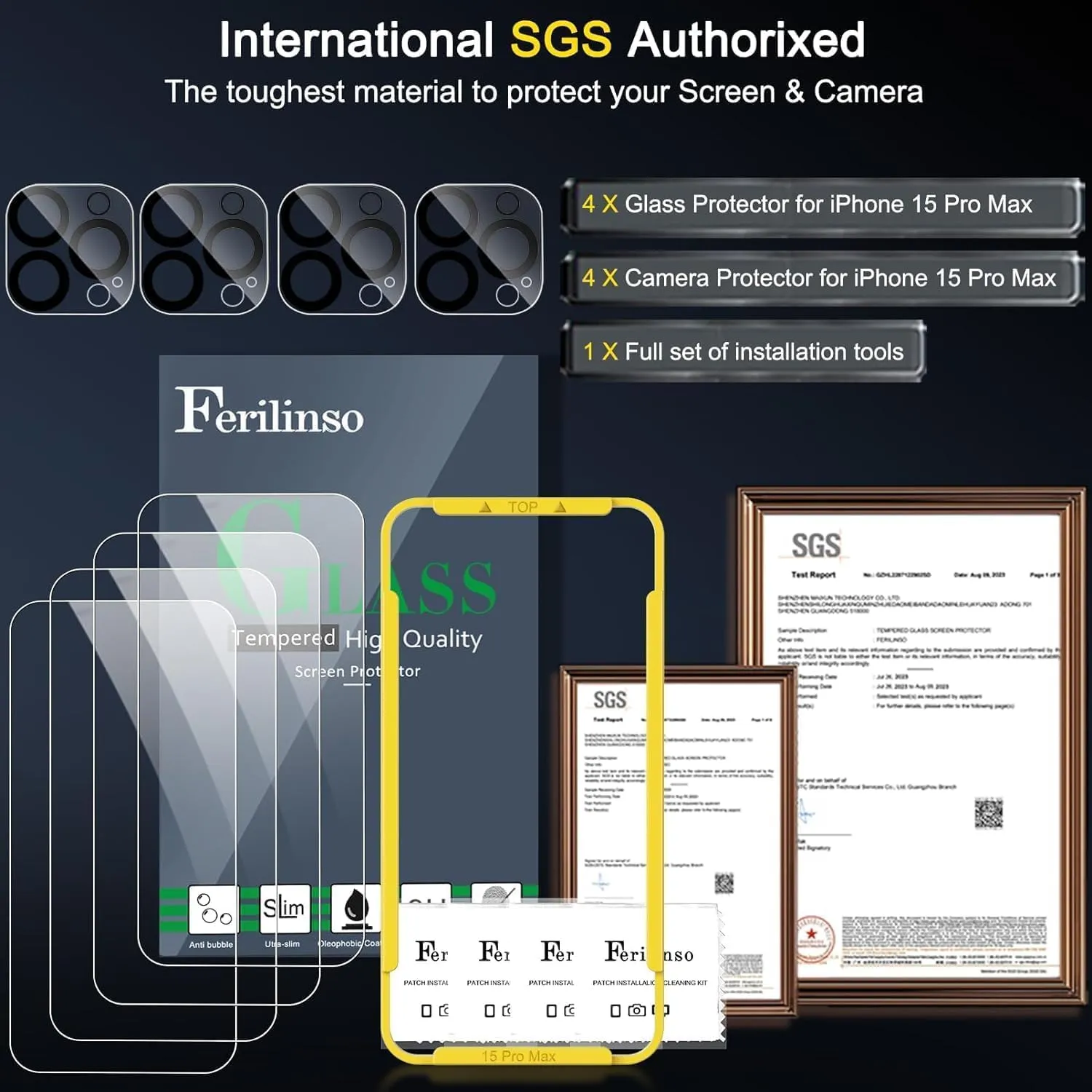 iPhone 16 Pro Max Screen Protector Tempered Glass - 4 Pack