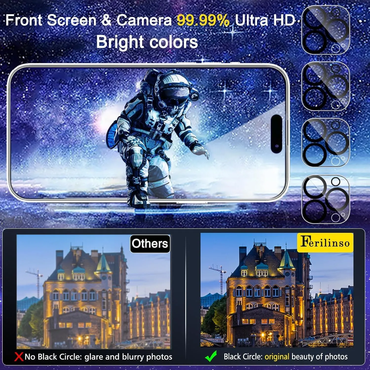 iPhone 16 Pro Max Screen Protector Tempered Glass - 4 Pack
