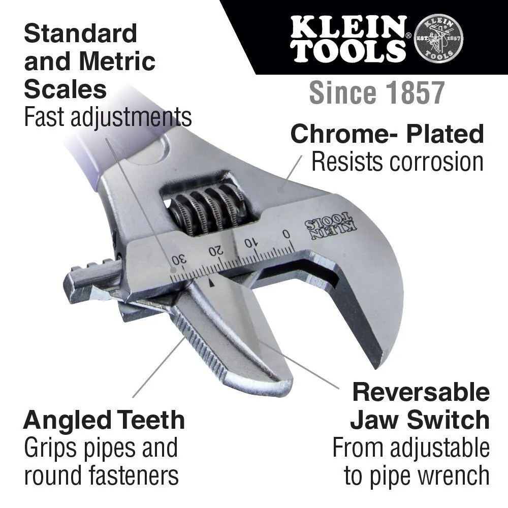 Klein D86930 Reversible Jaw/Adjustable Pipe Wrench, 10"