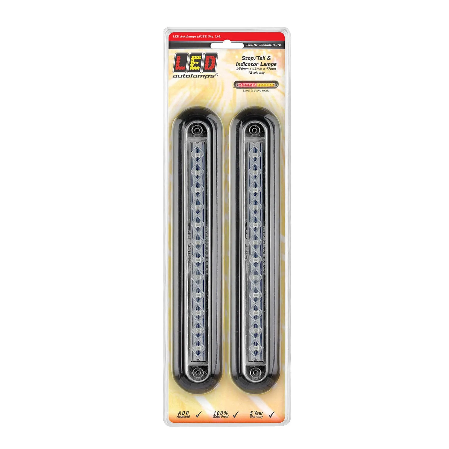 LED Autolamps 235BBSTI12/2 LED Rear Combination Surface Mount Strip Lamp - Stop/Tail/Indicator