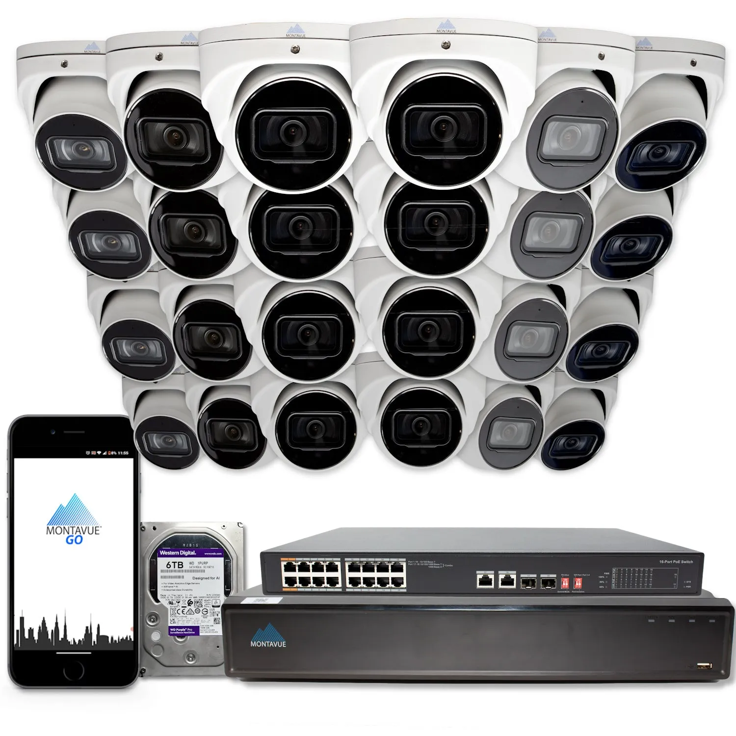 MTT8108-X Package | 8MP 4K SMD 4.0 Turret Cameras and 32 Channel NVR with 6TB HDD