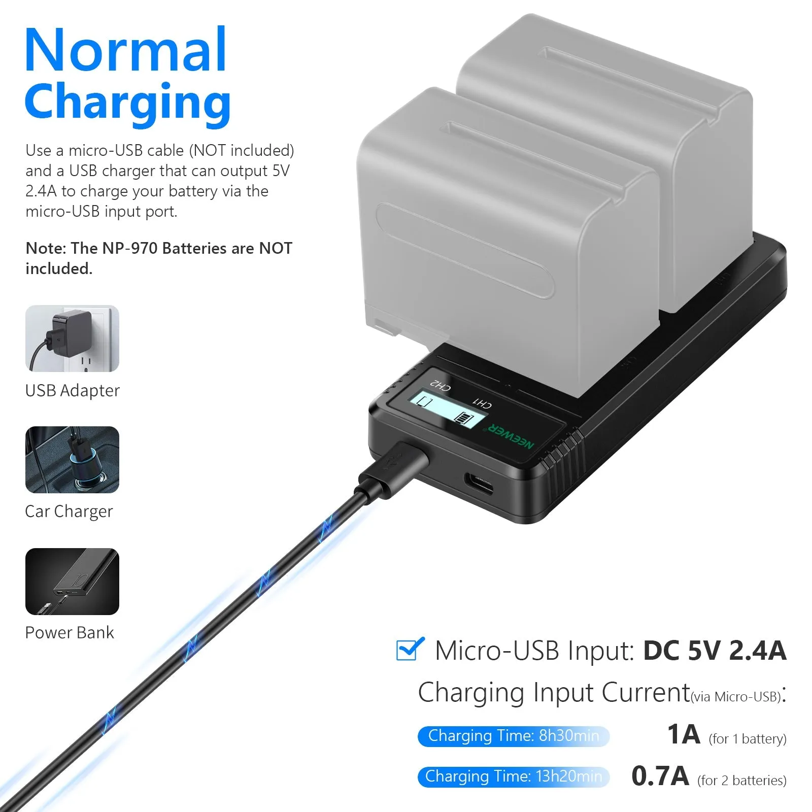 NEEWER Sony NP-F Dual USB Battery Charger
