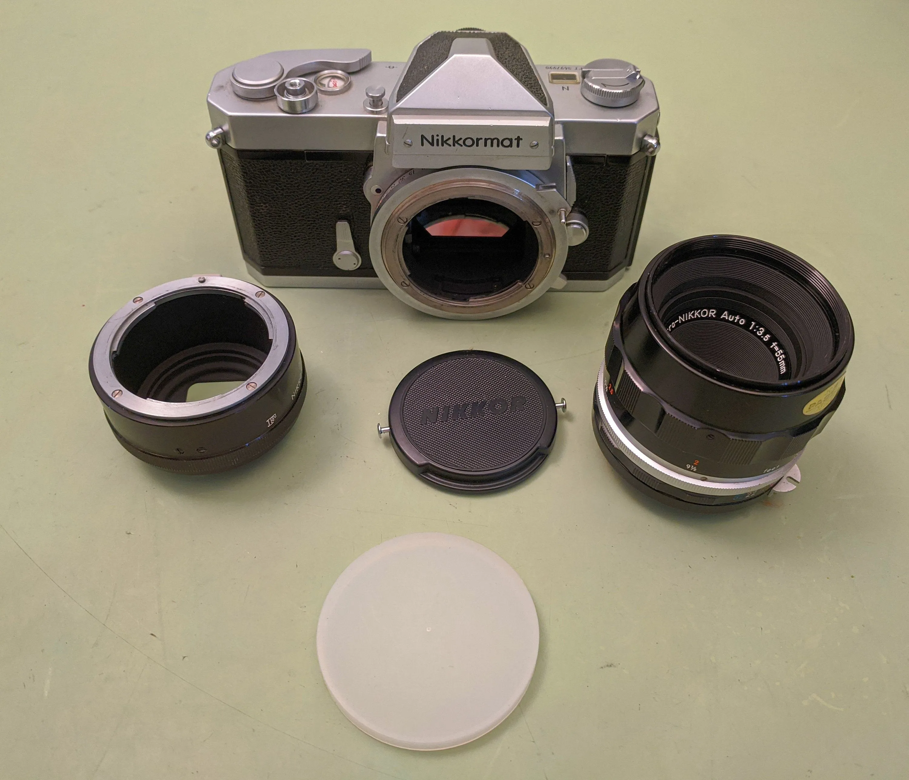 Nikon Nikkormat FTn 35mm Film Camera, 55mm macro lens and accessories F*S