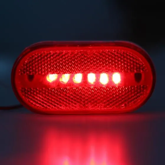 Partsam 4x LED Front Rear Side Marker Light Indicator for Boats Truck Trailer Amber & Red, 4 Inch RV Camper Trailer Rectangular Led Marker Clearance Lights with Reflex Lens 6 Diodes Waterproof 12V