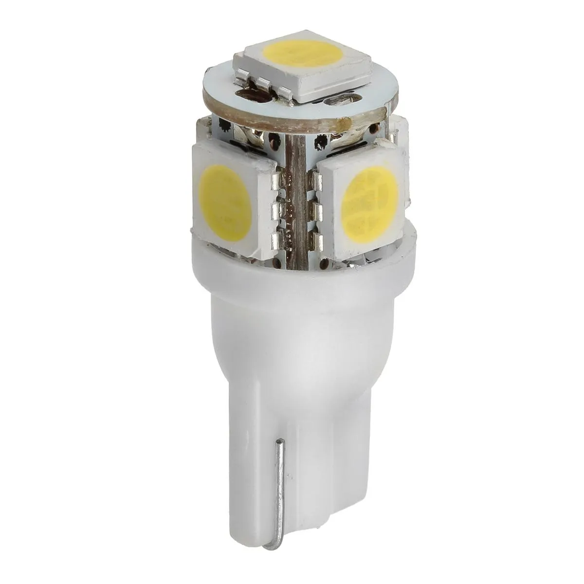 Partsam T10 LED Light Bulbs 5X White 161 168 194 Wedge Base Lights 5-5050-SMD for Cab Roof Running Marker Light LED Backup License Plate Parking Turn Signal Light