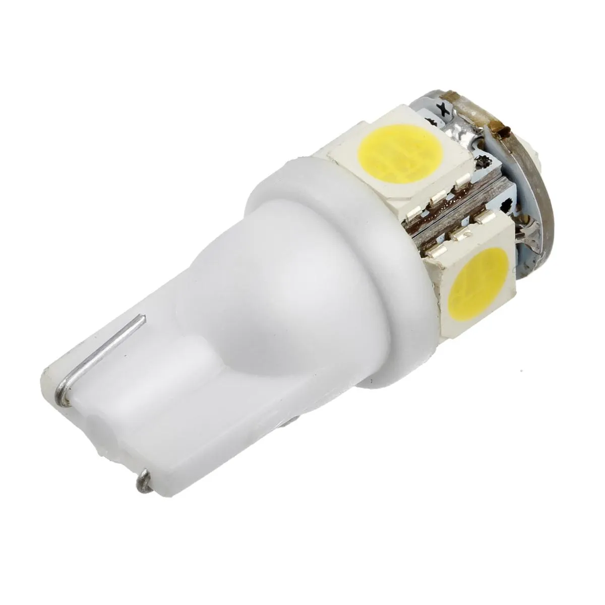 Partsam T10 LED Light Bulbs 5X White 161 168 194 Wedge Base Lights 5-5050-SMD for Cab Roof Running Marker Light LED Backup License Plate Parking Turn Signal Light