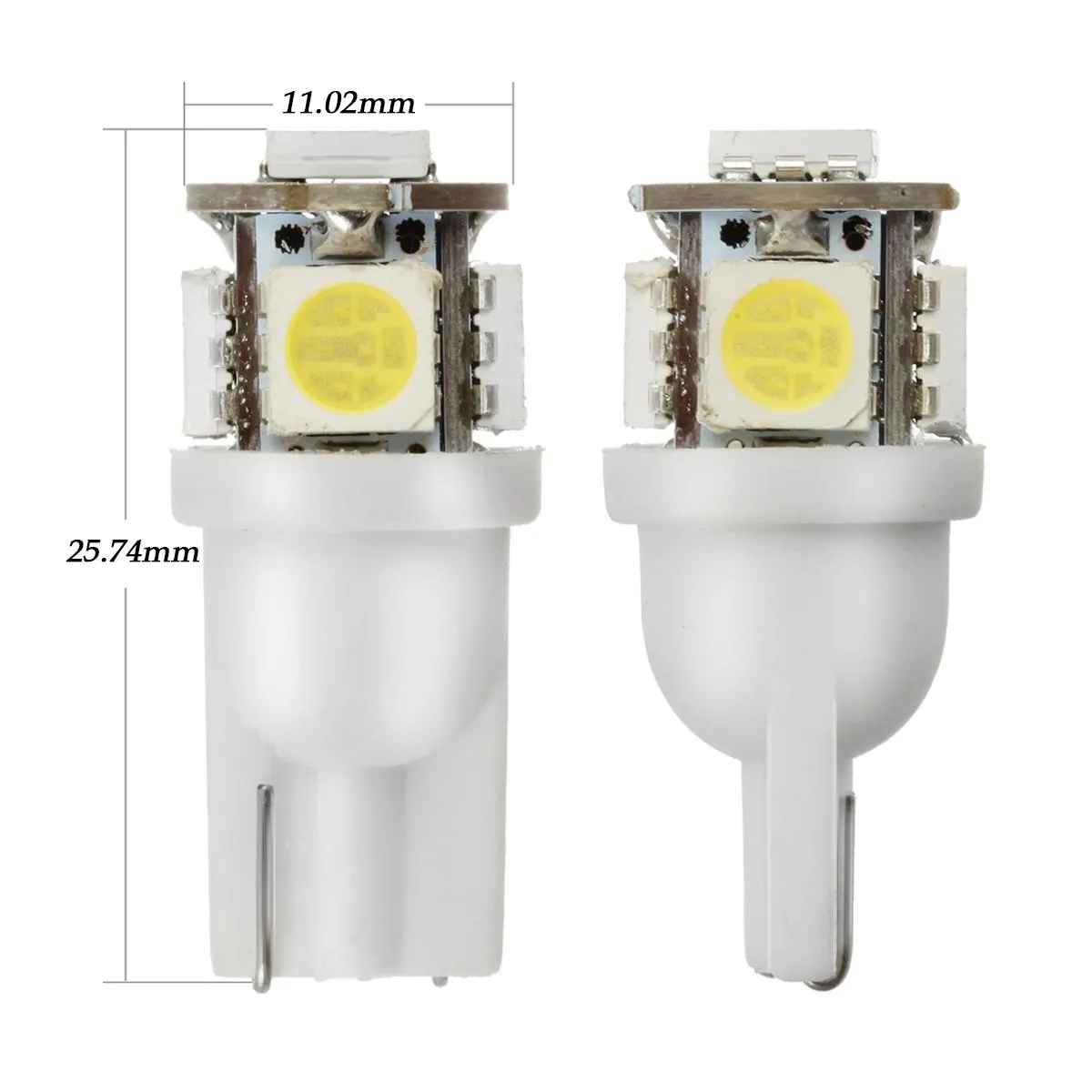 Partsam T10 LED Light Bulbs 5X White 161 168 194 Wedge Base Lights 5-5050-SMD for Cab Roof Running Marker Light LED Backup License Plate Parking Turn Signal Light