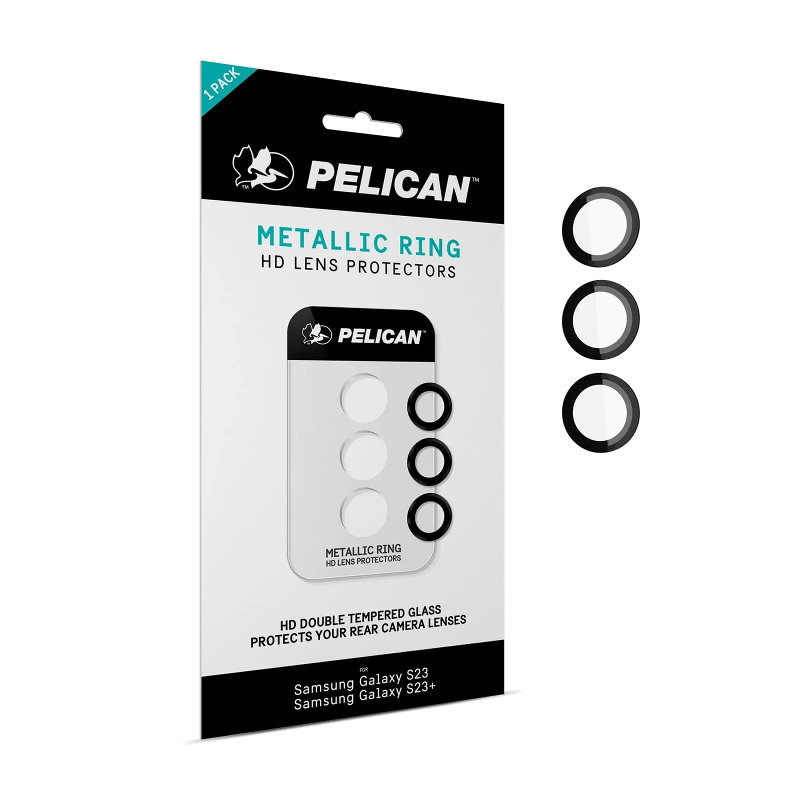 Pelican Aluminum Ring Lens Protectors for Galaxy S23 / S23  - Black
