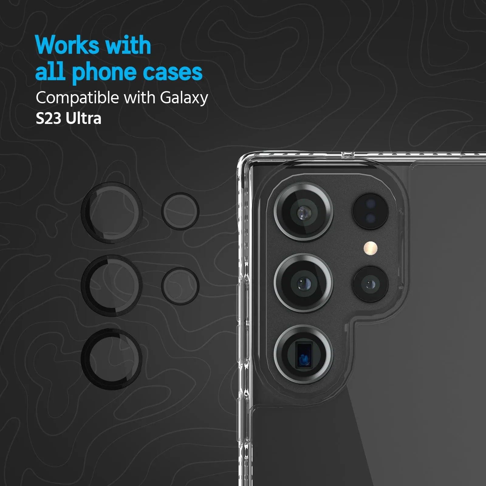 Pelican Aluminum Ring Lens Protectors for Galaxy S23 Ultra - Black