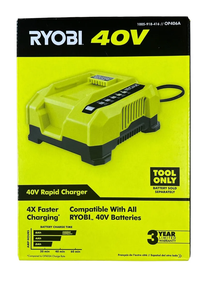 RYOBI 40-Volt Lithium-Ion Rapid Charger