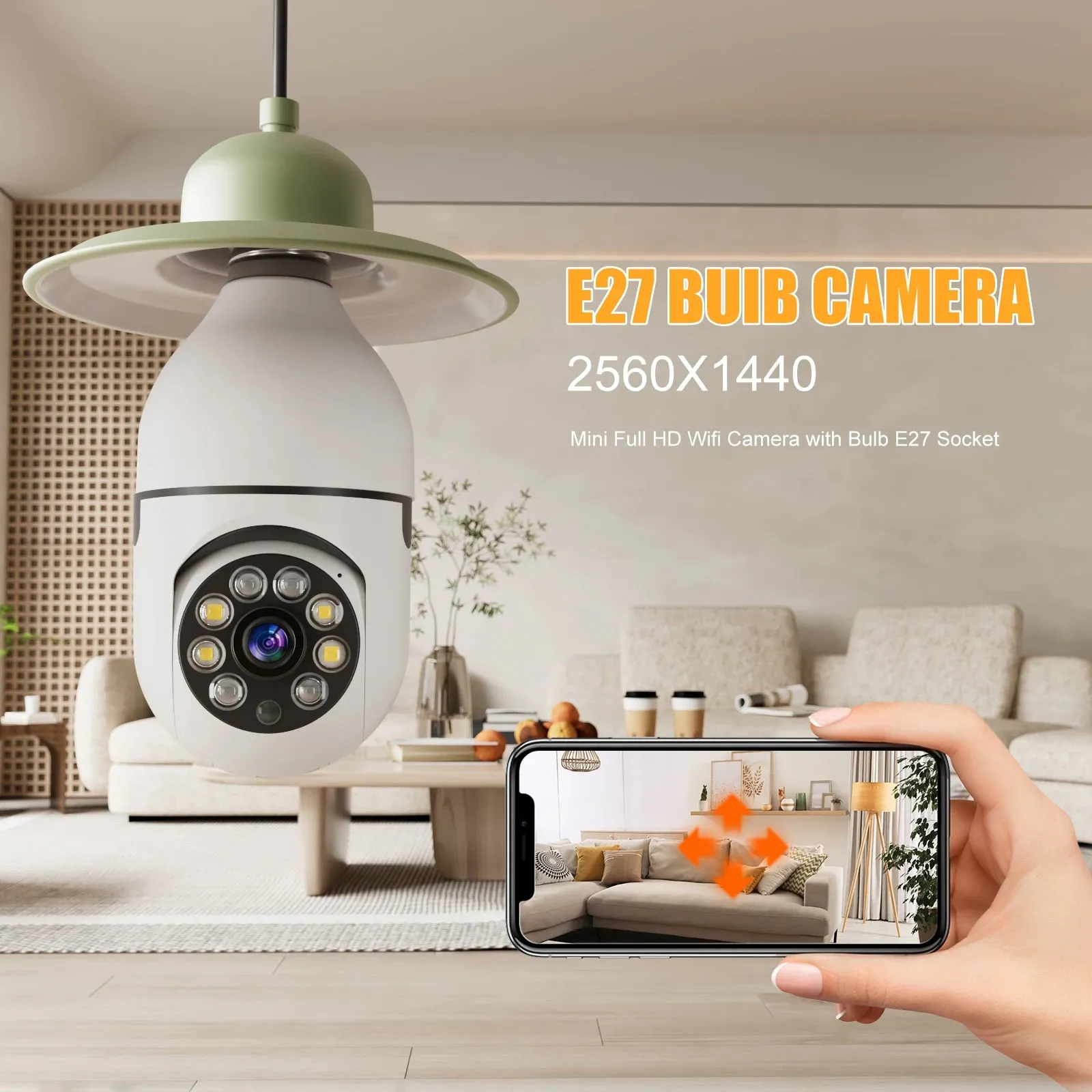 Smart AI Wireless Night Vision HD Wifi Surveillance Camera for E27 Light Bulb Socket