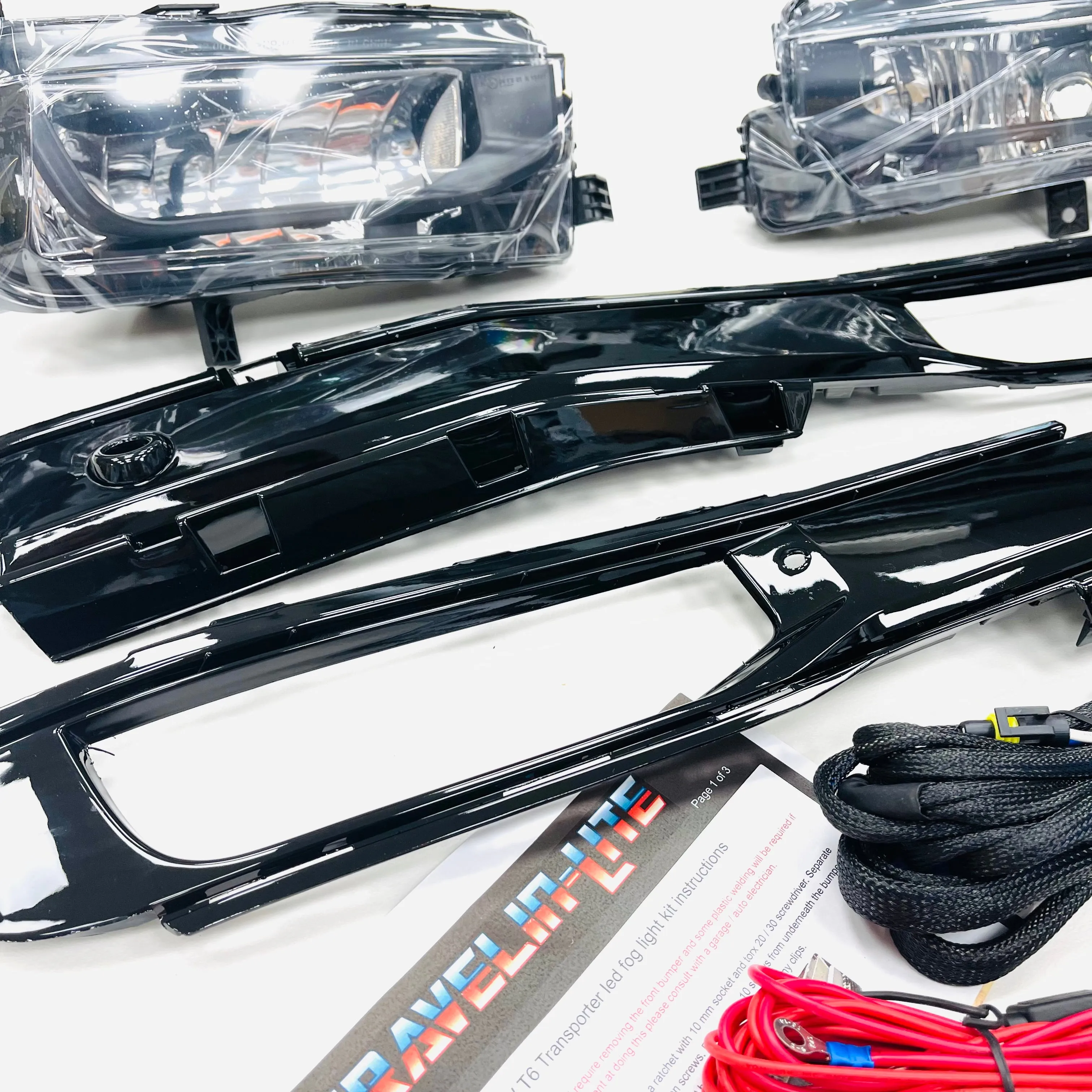 T6 LED Fog Light Kit With Auto Headlight Upgrade & Gloss Black Covers