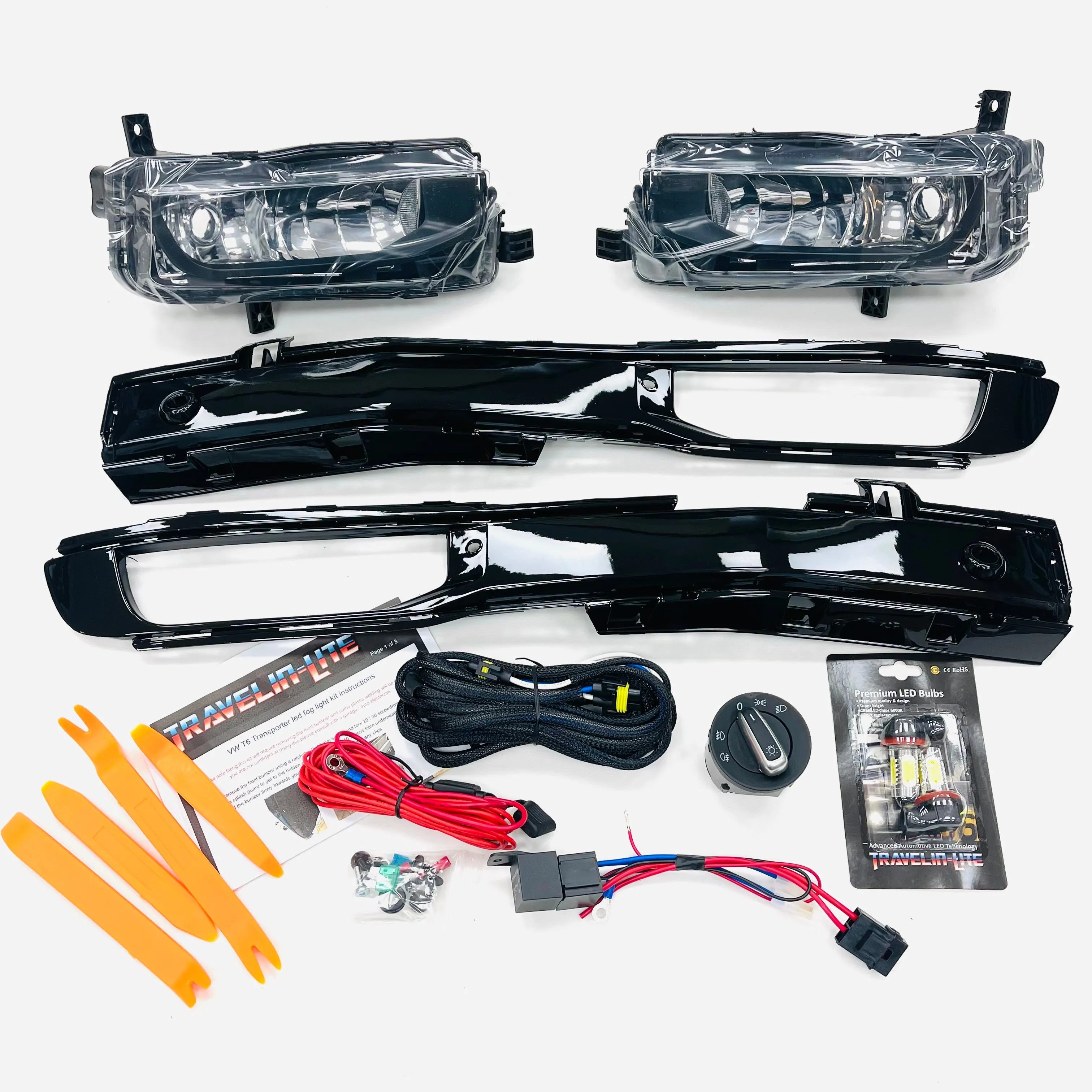 T6 LED Fog Light Kit With Gloss Black Covers