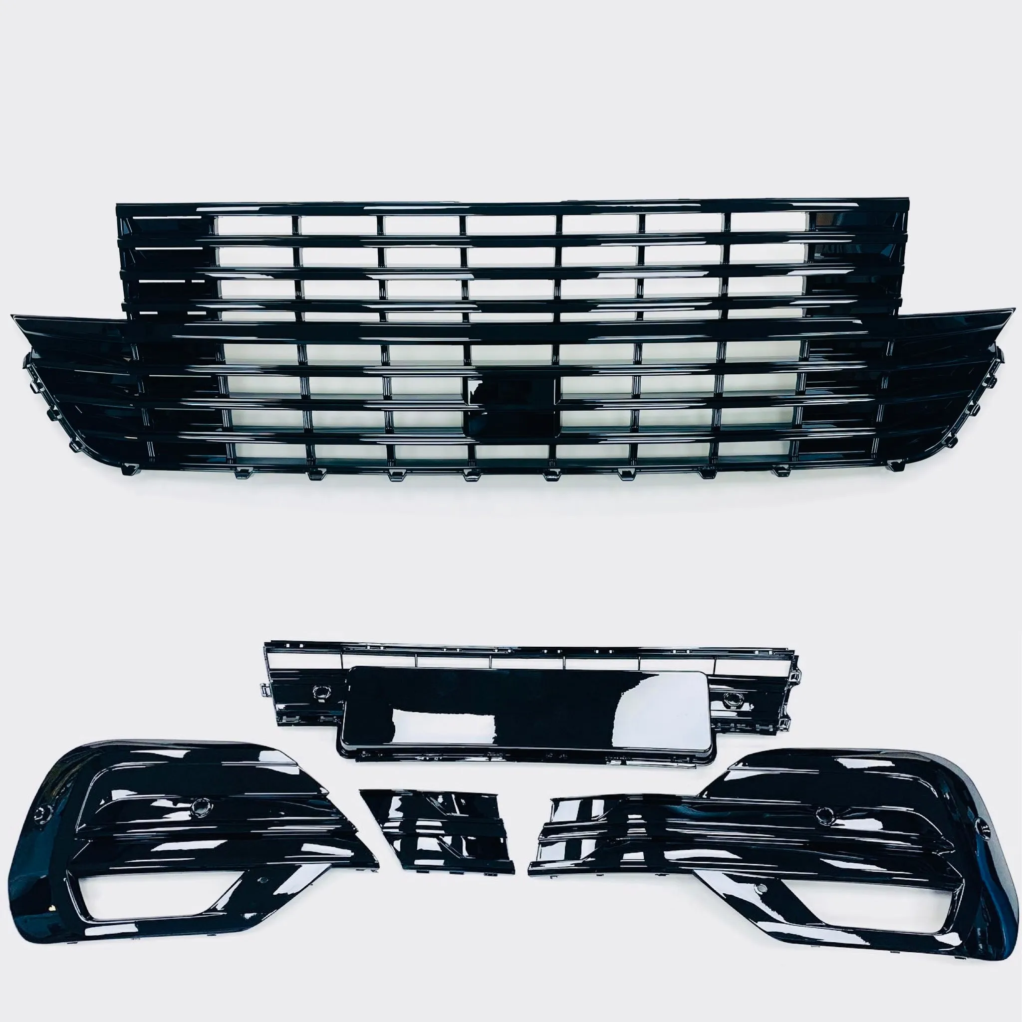 T6.1 Upper Badgeless / Lower Grilles & TL design splitter Gloss Black ABS