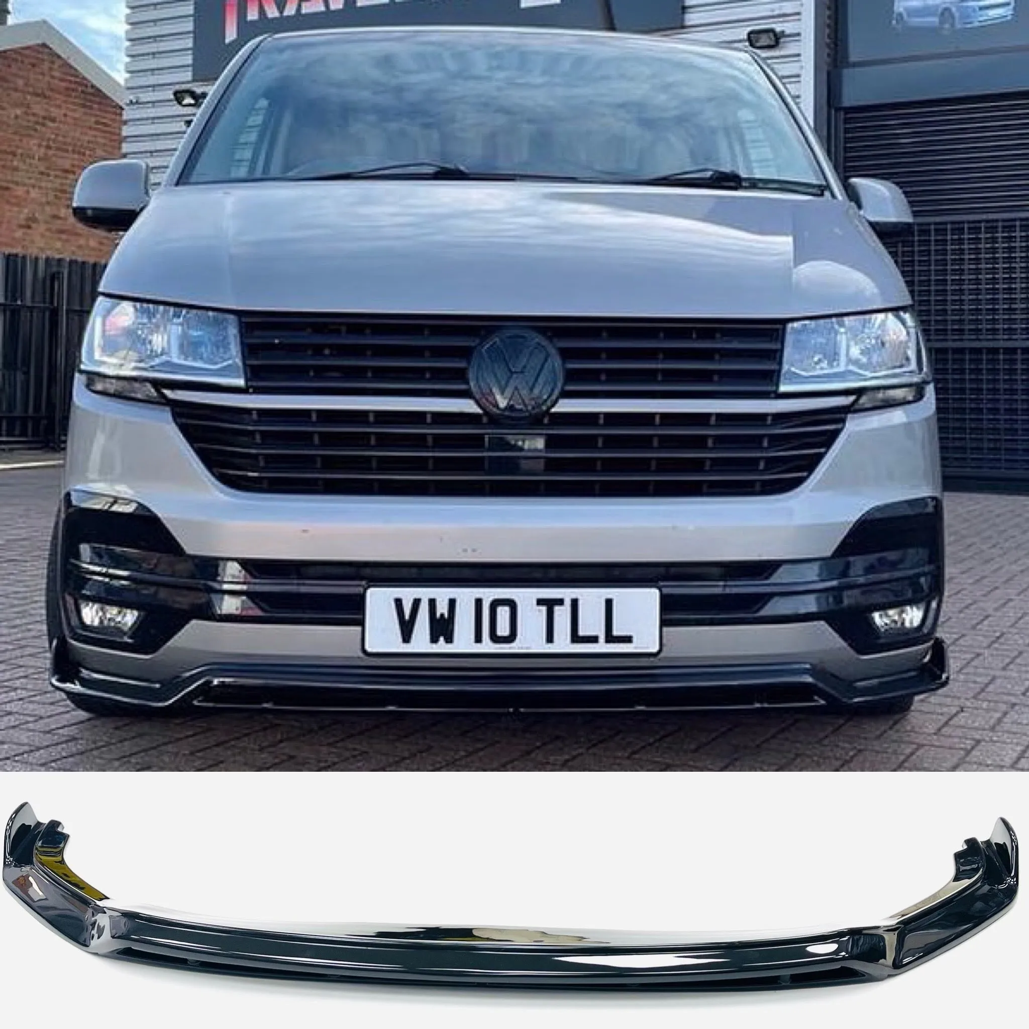 T6.1 Upper Badgeless / Lower Grilles & TL design splitter Gloss Black ABS