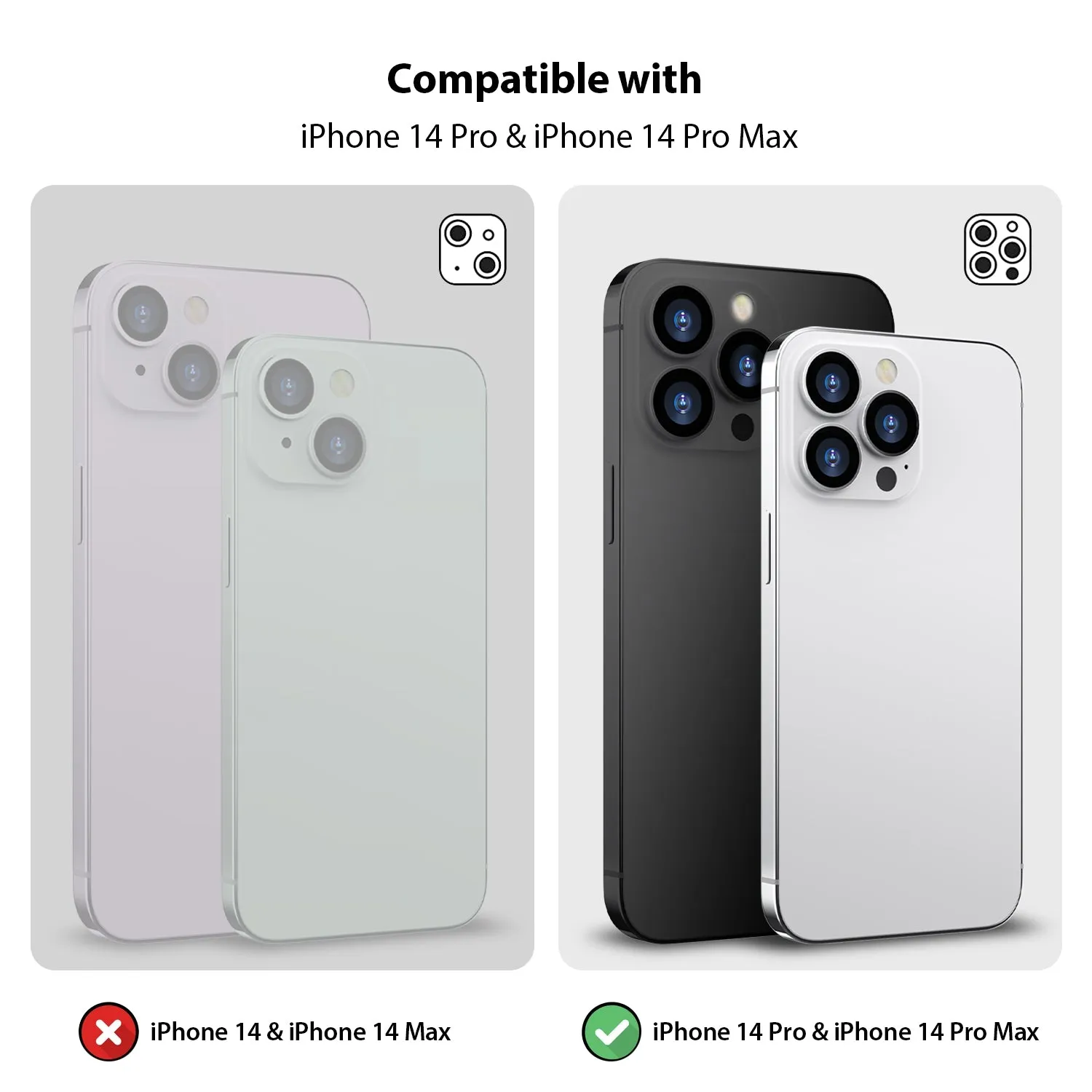 Tough On iPhone 14 Pro / Pro Max Rear Camera Protector Tempered Glass Black