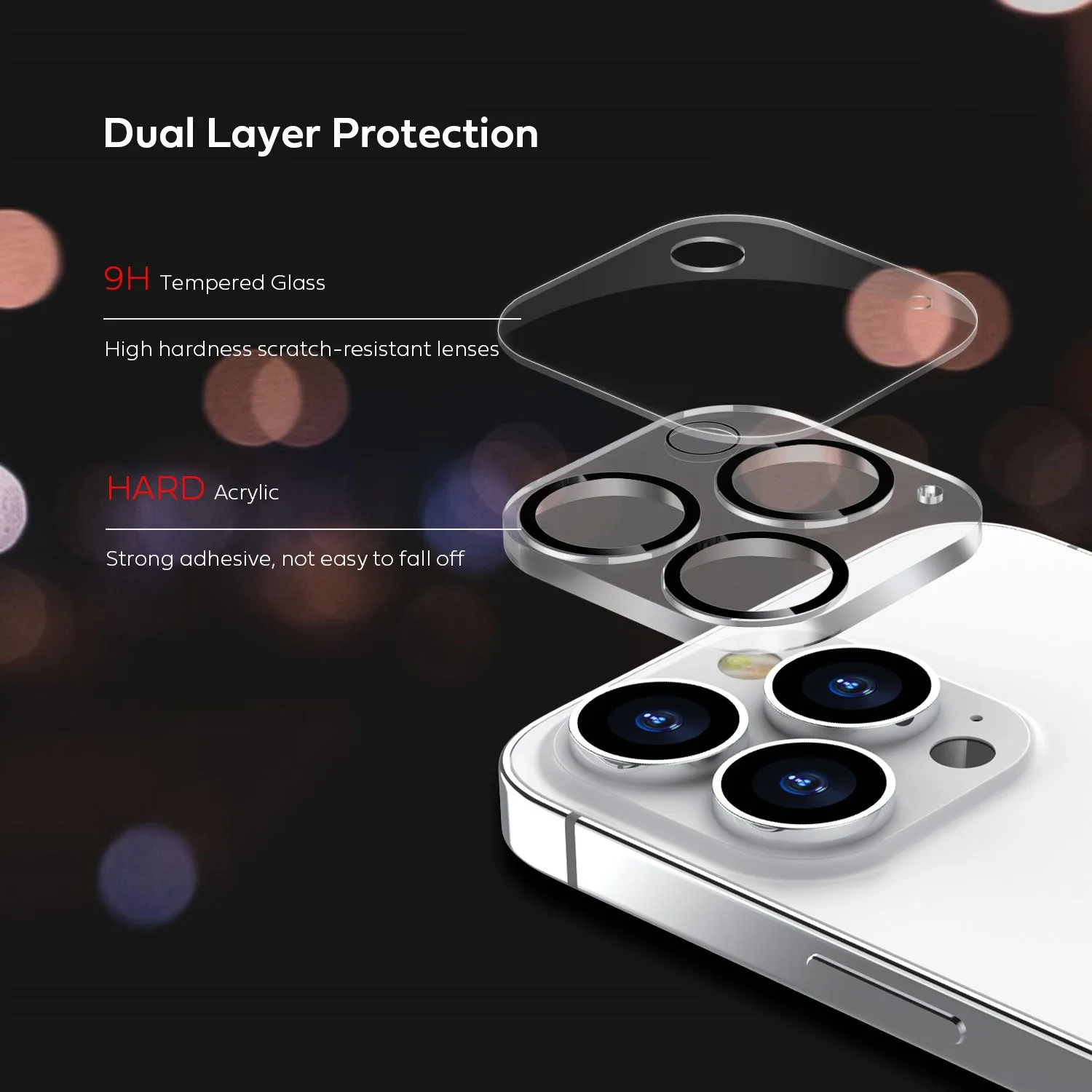 Tough On iPhone 14 Pro / Pro Max Rear Camera Protector Tempered Glass Black