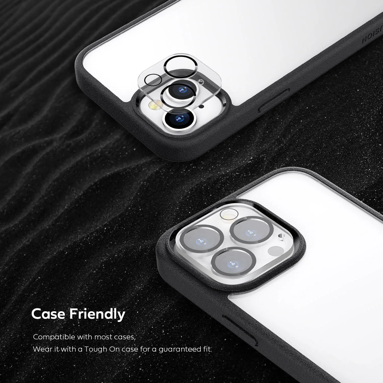 Tough On iPhone 14 Pro / Pro Max Rear Camera Protector Tempered Glass Black