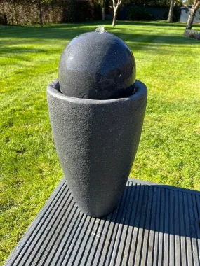 Vase Globe Water Feature with LED Lights -  Solar Panel 65x31x31 Dark Grey
