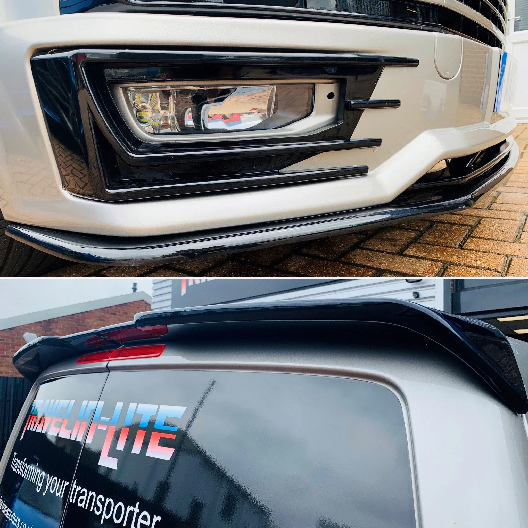 VW T6 Sportline Lower Spoiler With Gloss Black Splitter & Twin rear Spoiler