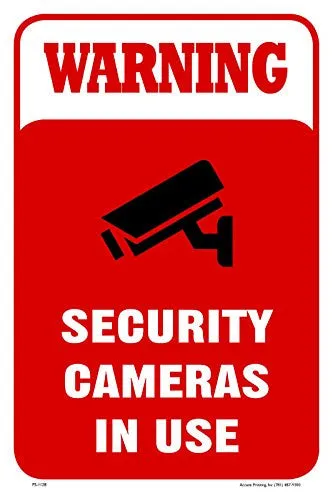 Warning Security Cameras In Use 12"X18" Aluminum/PVC Sign