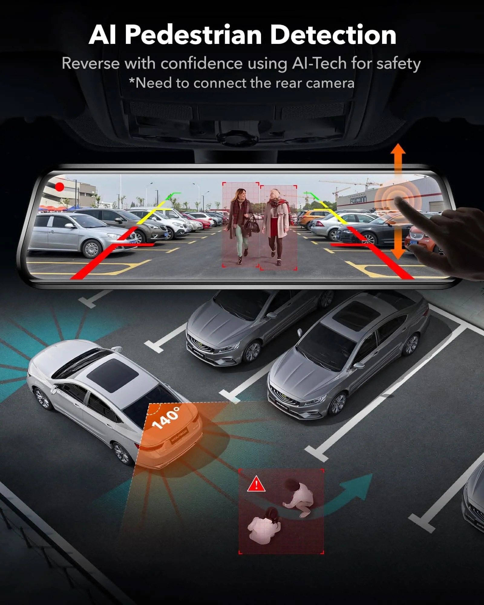 WOLFBOX G910 10'' Rear View Mirror Camera