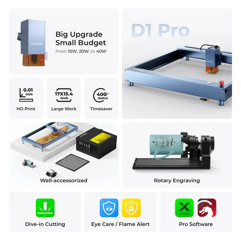 xTool D1 Pro 20W Diode Desktop Laser Engraver and Cutter   Enclosure