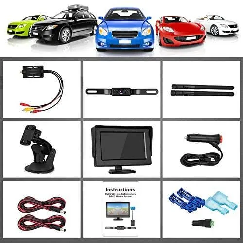 ZSMJ Digital Wireless Backup Camera Kit, Stable Signal Reverse Camera Kit with Super Night Vision, IP68 Waterproof Rear View Camera 4.3'' LCD Monitor for Trucks/RV/Vans/Trailer Over 660ft Transmission
